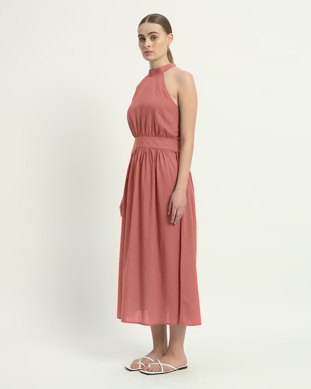 The Massena  Ivory Pink Cotton Dress