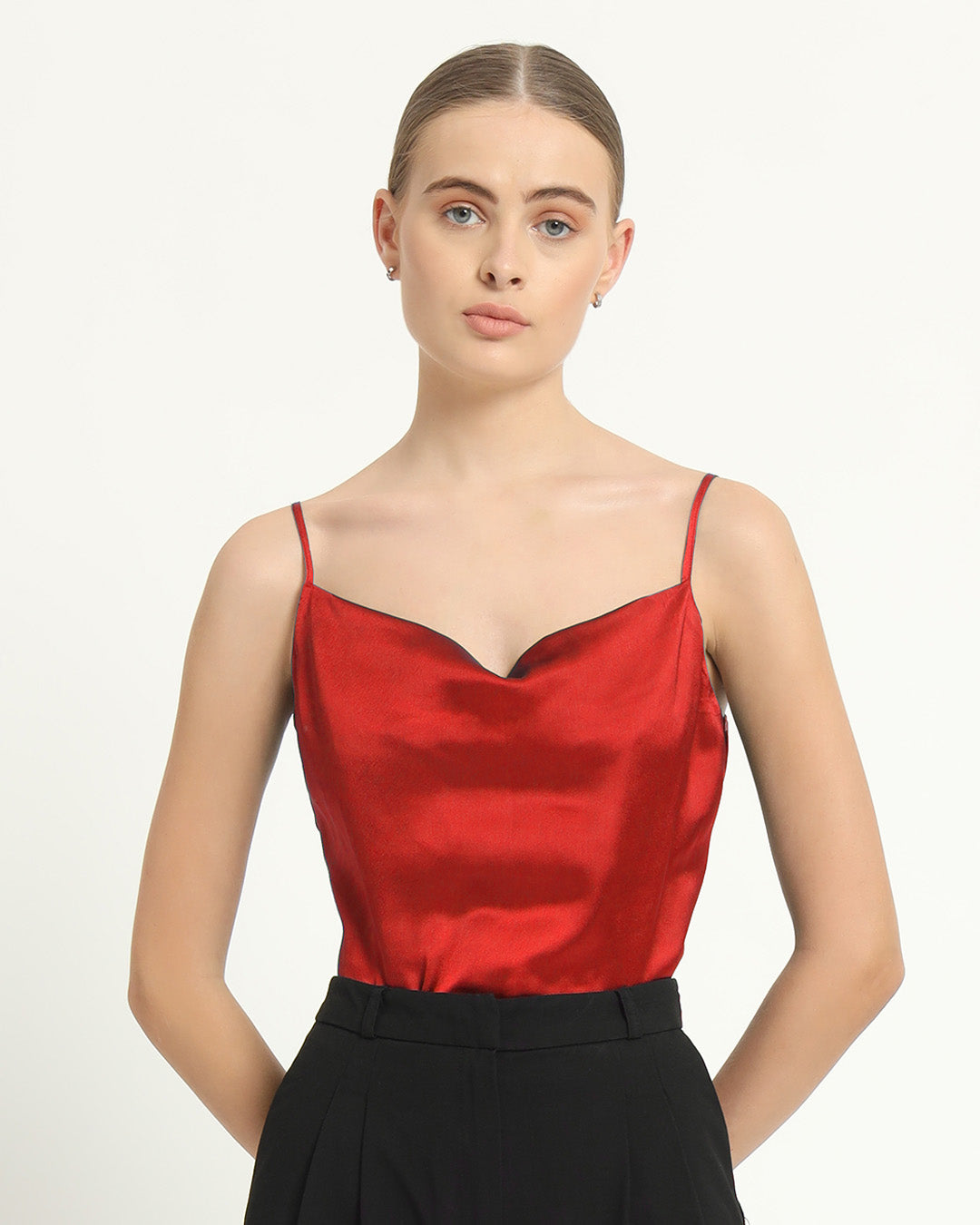 Satin Cowled Scarlet Red Camisole