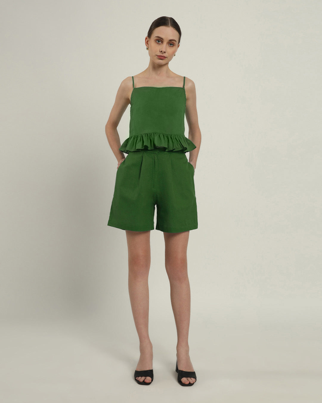 Whimsical Willow Solid Emerald Co-ord Set