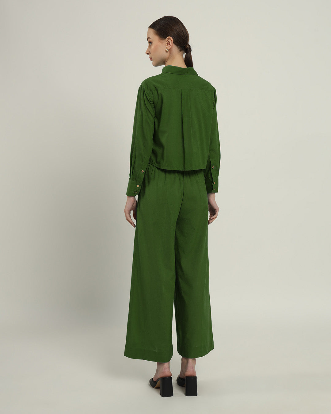 Knot and crop shirt emerald  top (Without Bottoms)