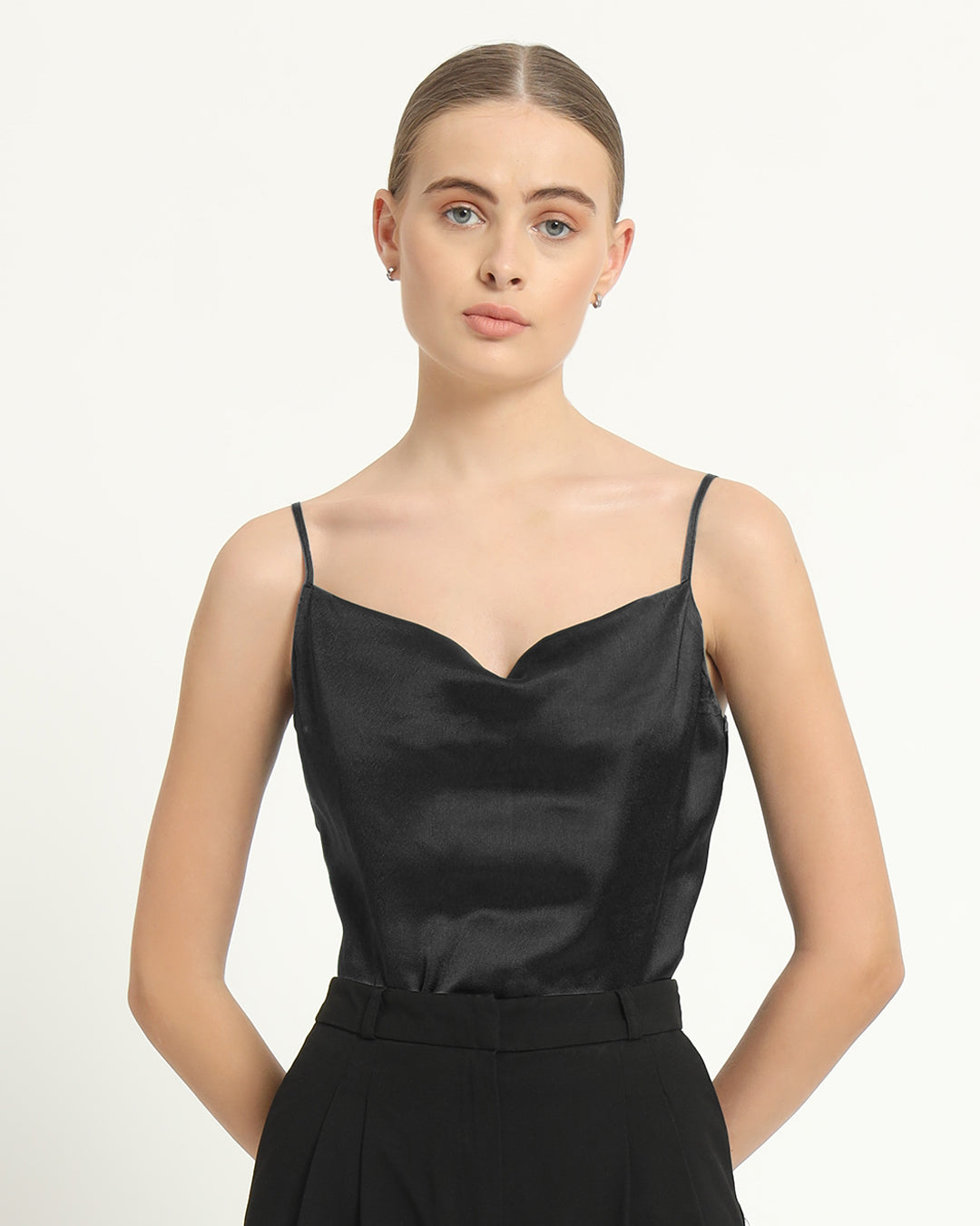 Satin Cowled Black Camisole