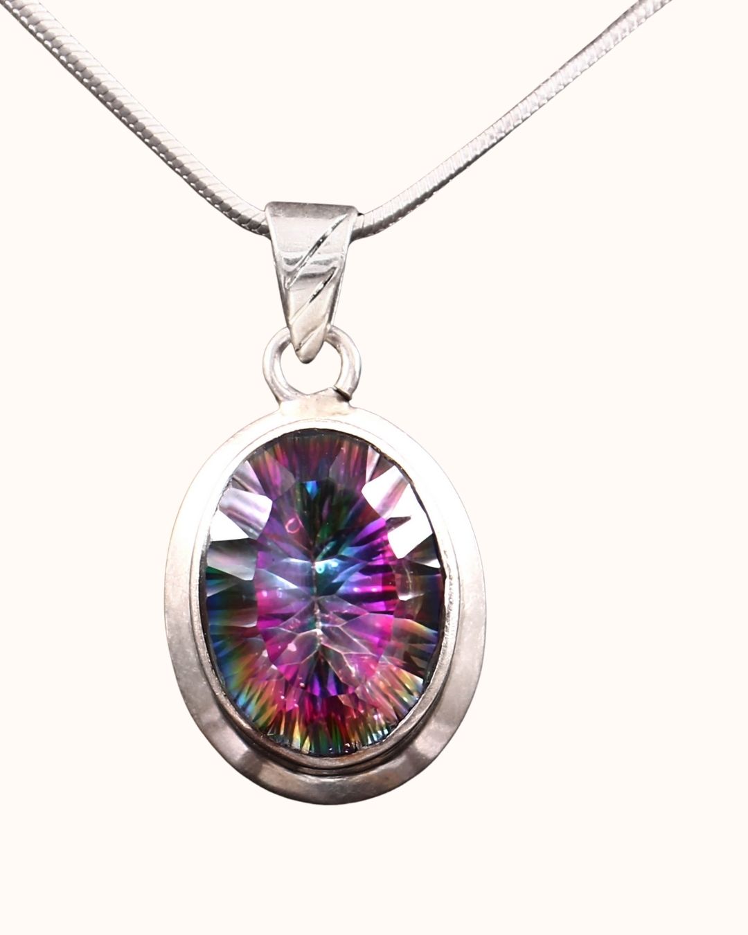 Classic Oval Pendant in Mystic Quartz