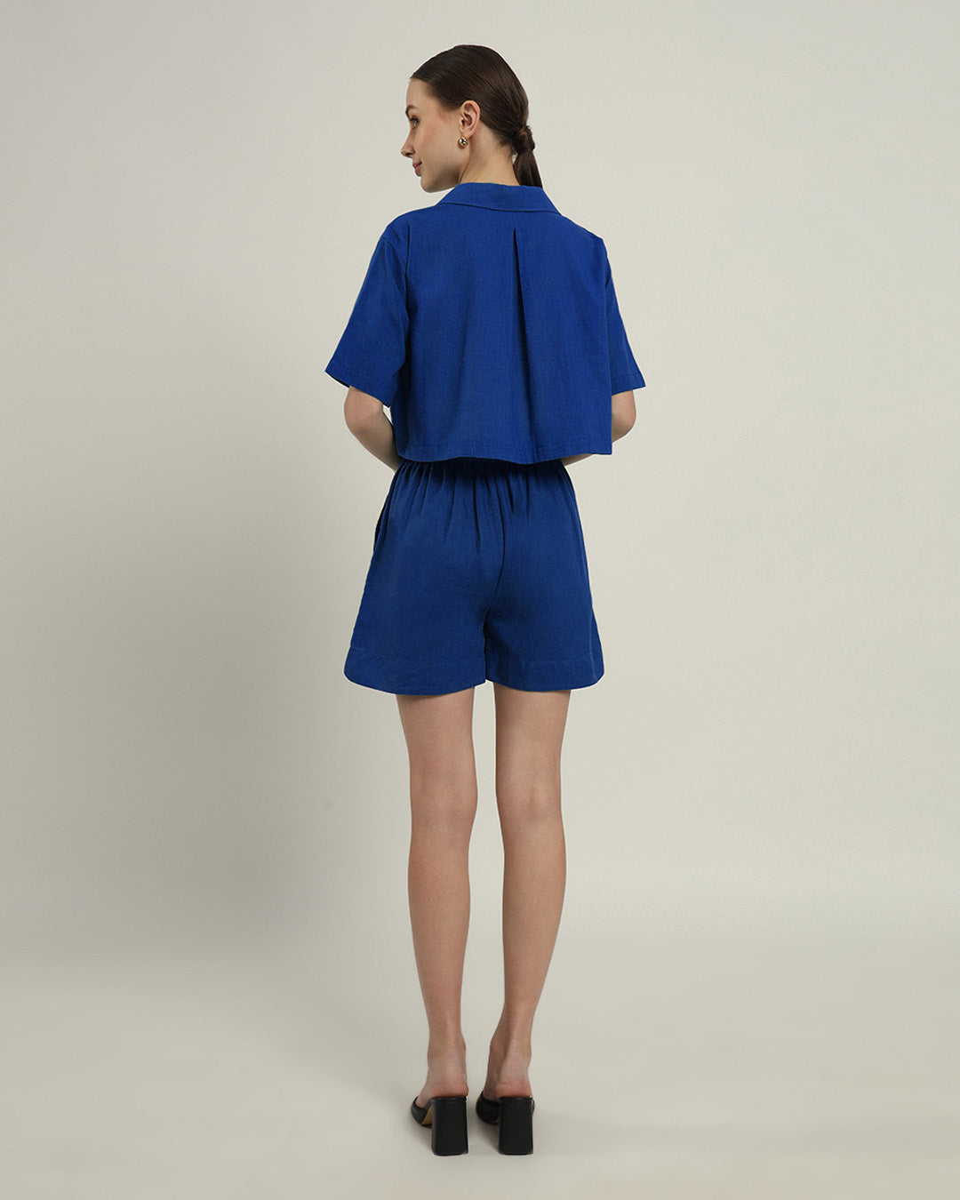 Cityspace Shirt Collar Crop Cobalt Co-ord Set