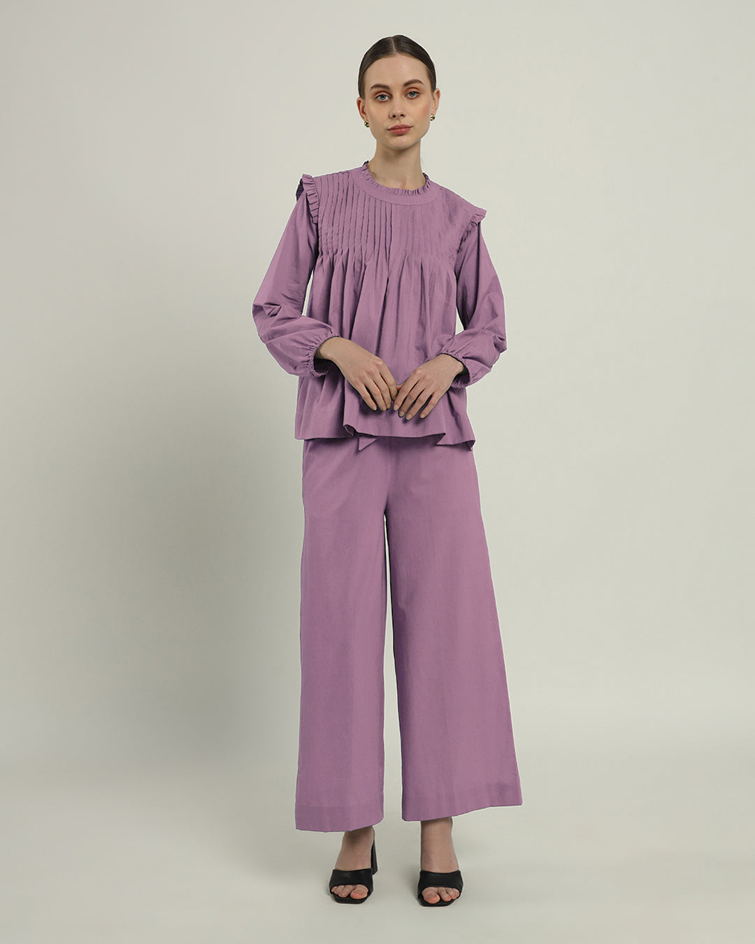Pants Matching Set Purple Swirl Sleek Peplum Duo