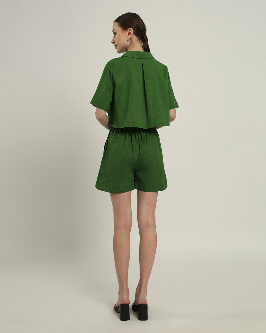 Cityspace Shirt Collar Crop Emerald Co-ord Set