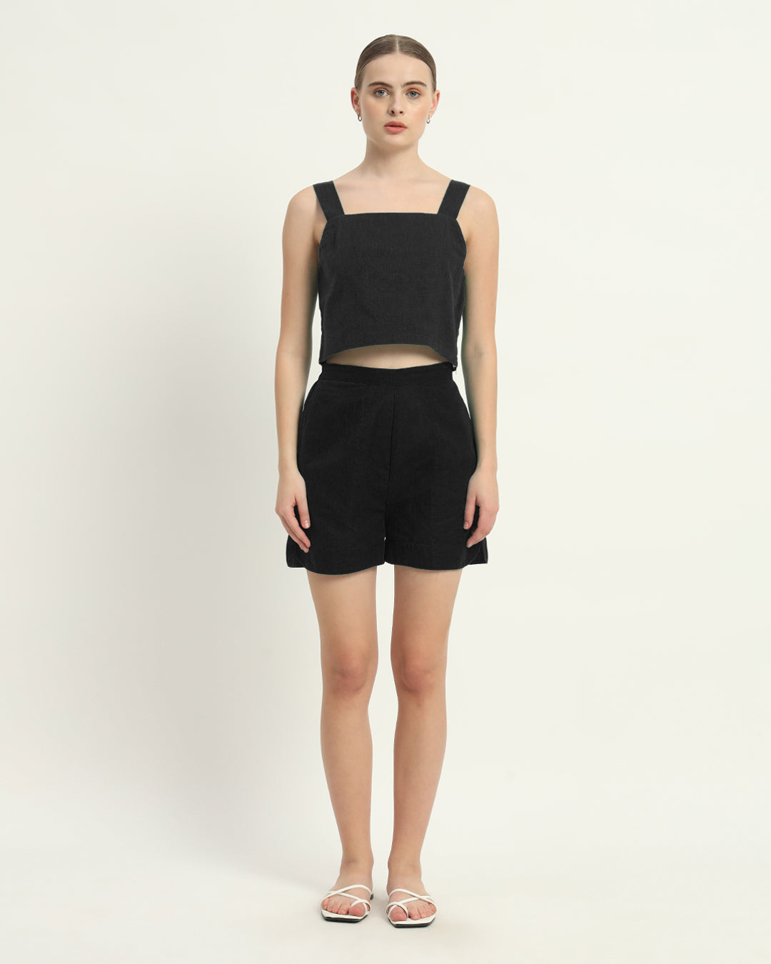 Shorts Matching Set Noir Sleek Square Crop