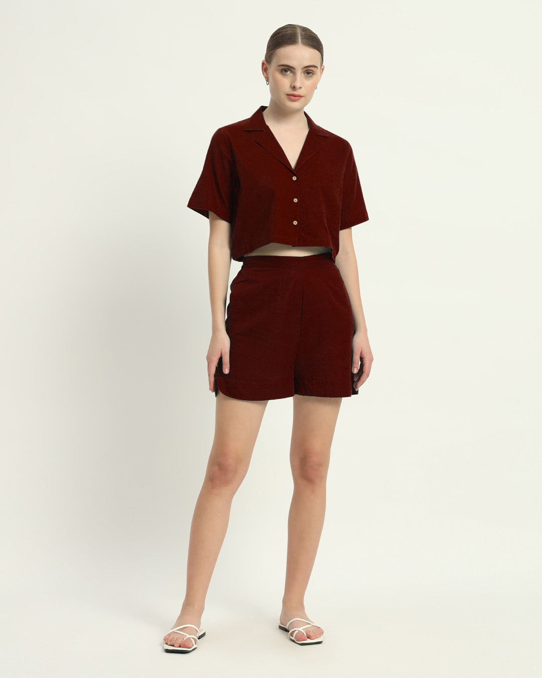 Crop Shirt Shorts Rouge Co-ord Set