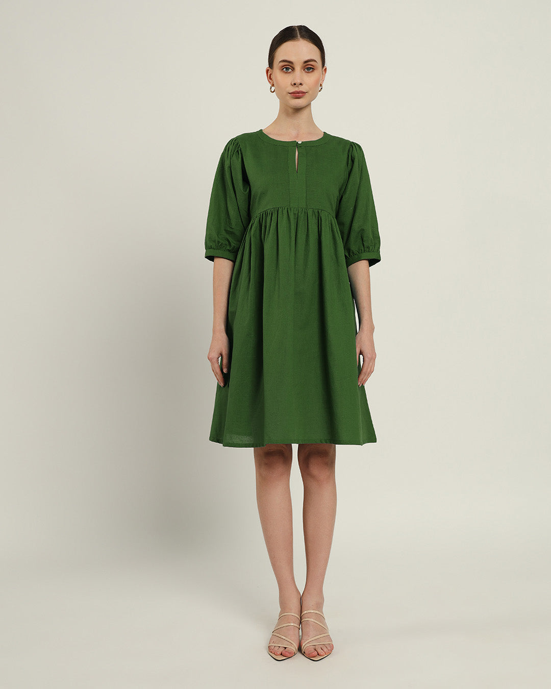 The Aira Emerald Cotton Dress
