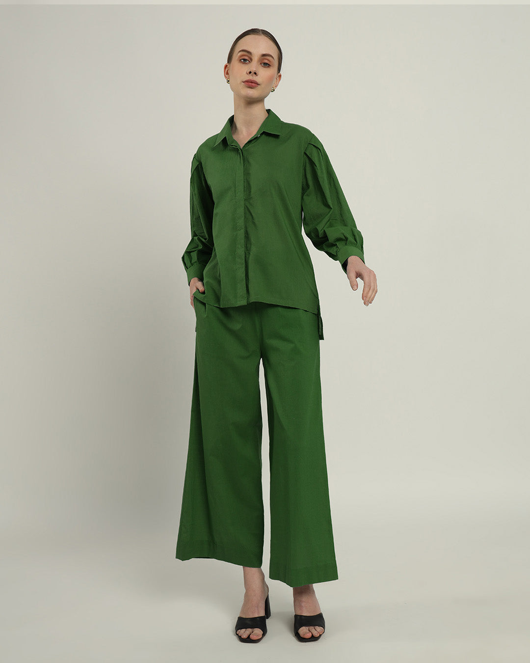 Flare & Flair Shirt Emerald Top (Without Bottoms)