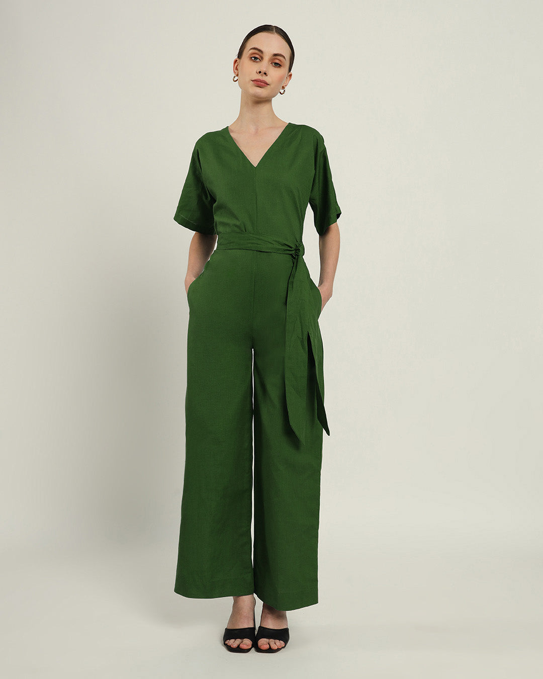 Sunny Things V Neck Emerald Jumpsuit