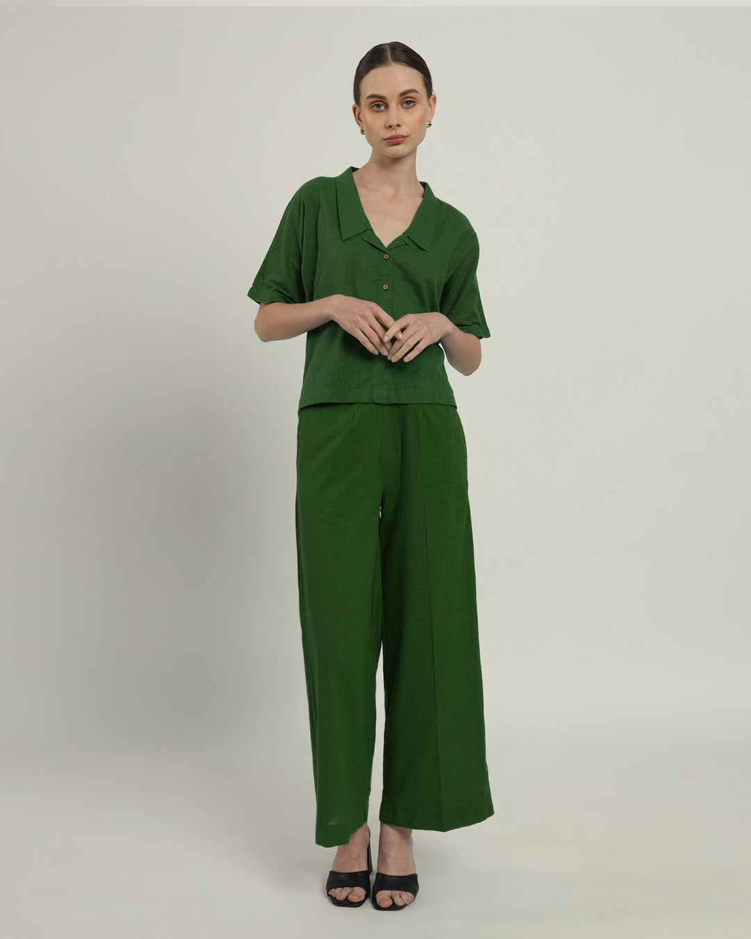 Feeling Easy Collar Neck Emerald Top (Without Bottoms)