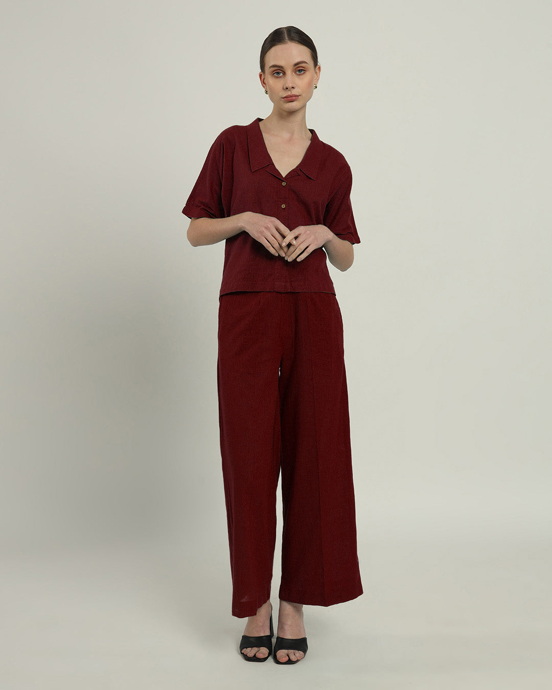 Feeling Easy Collar Neck Rouge Top (Without Bottoms)