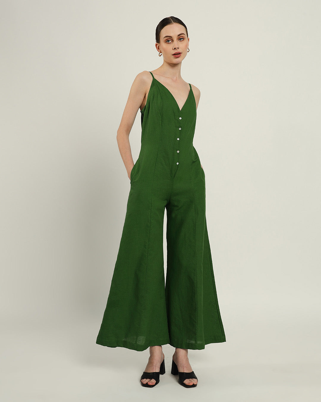 Midday High Flared Emerald Jumpsuit