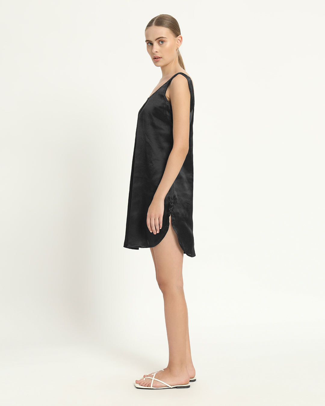 Satin Serenity Black Night Dress