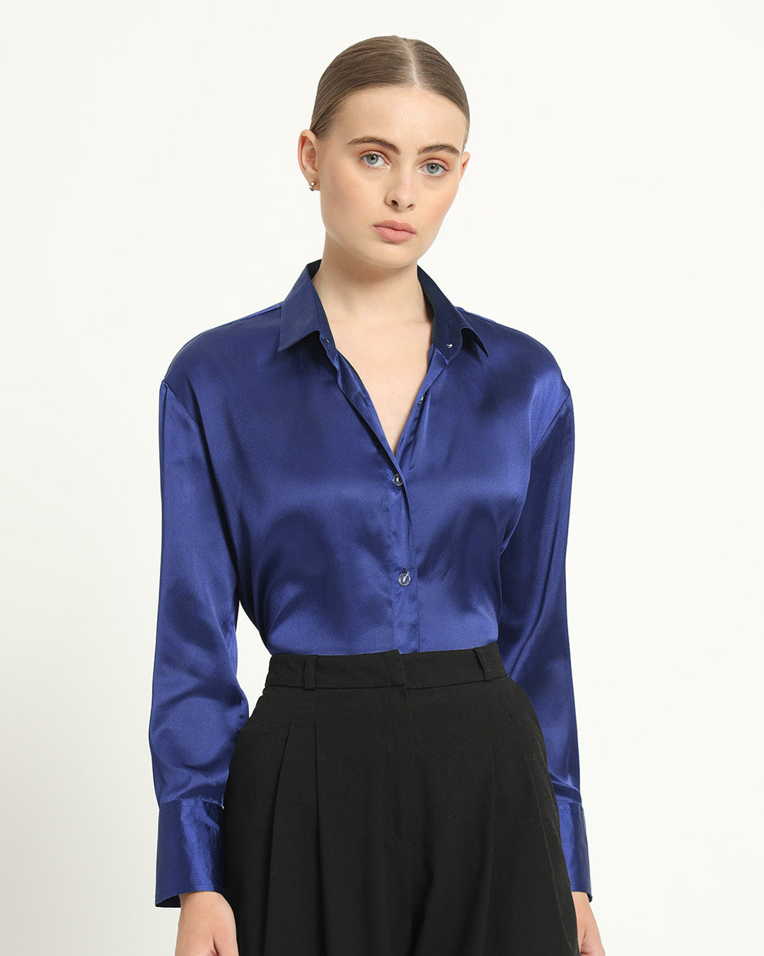 Satin Effect Classic Lapis Purple Shirt