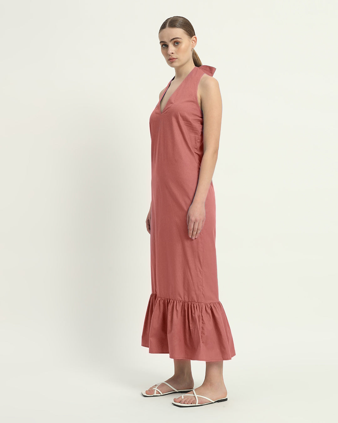 The Wellsville  Ivory Pink Cotton Dress