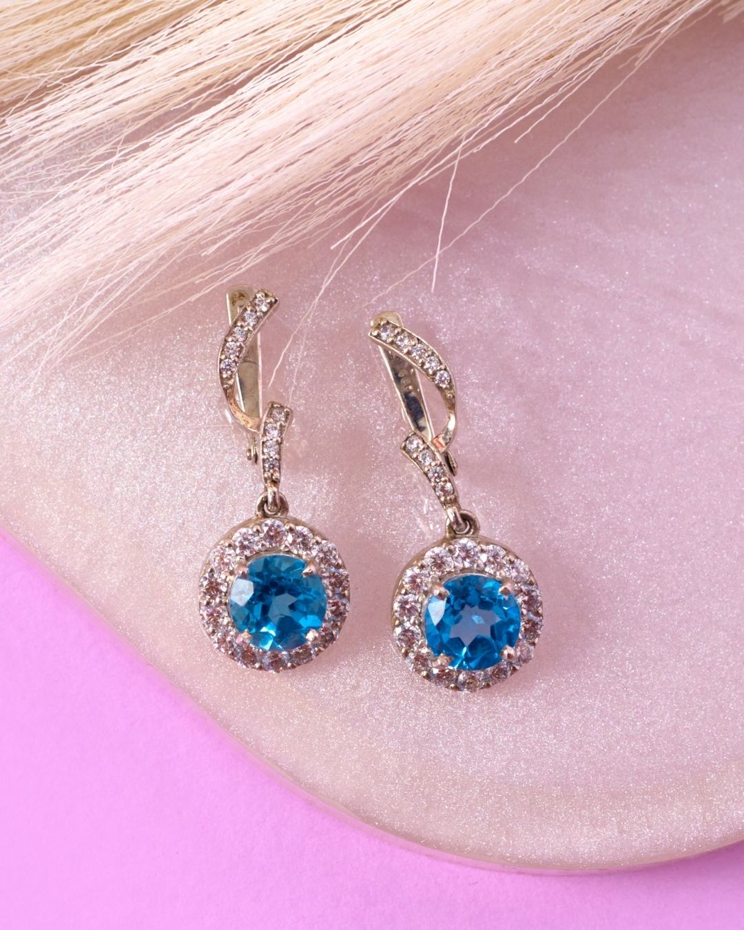 Swirl Blue Topaz Earrings