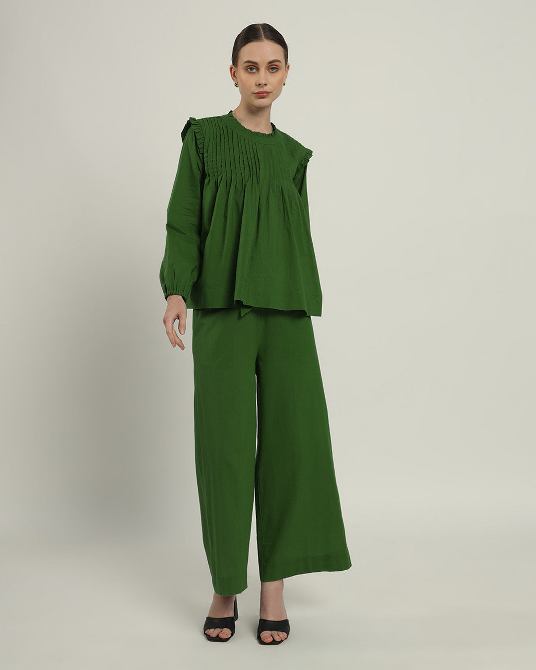 Sleek Peplum Duo Emerald Top (Without Bottoms)