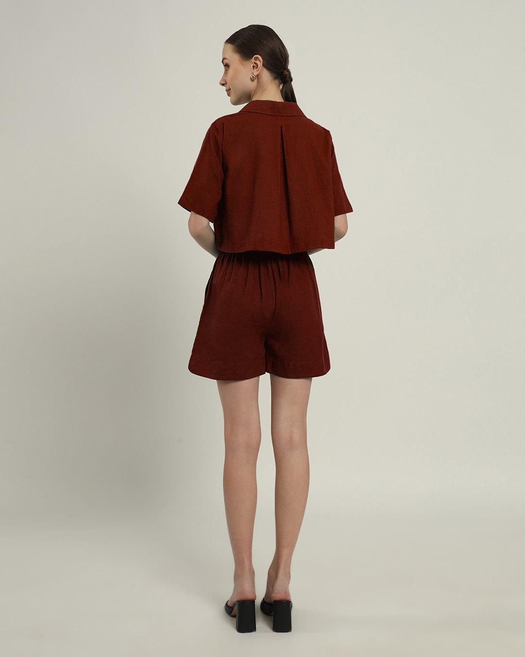 Cityspace Shirt Collar Crop Rouge Co-ord Set