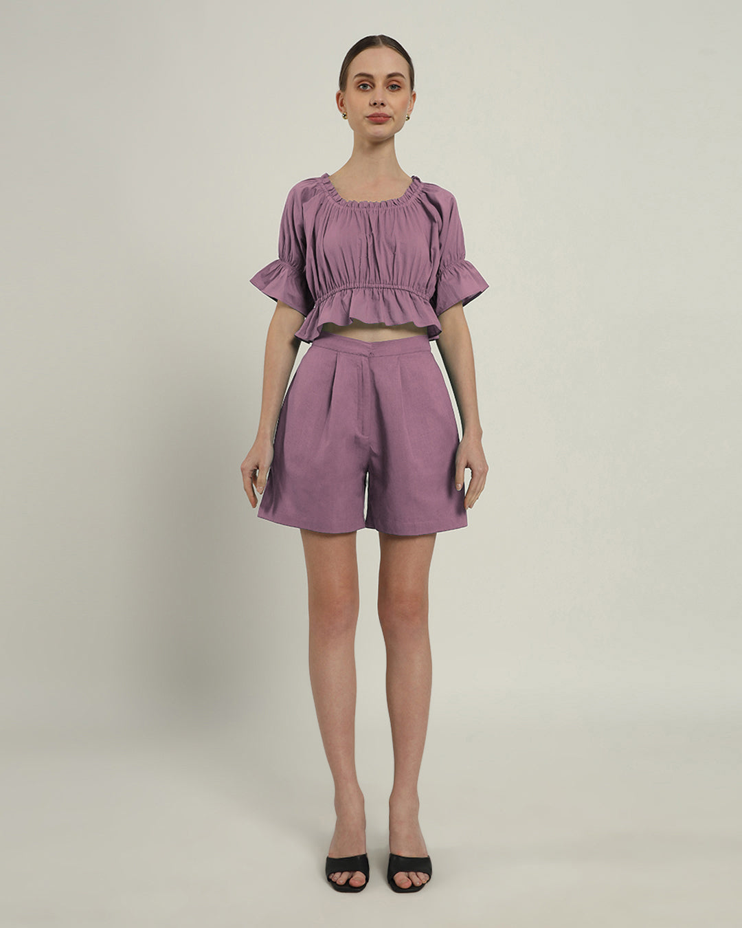 Shorts Matching Set Purple Swirl Radiant Ruche
