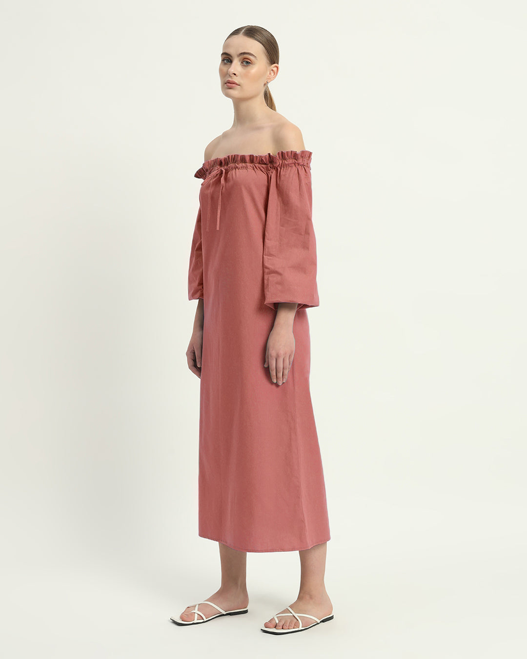 The Carlisle  Ivory Pink Cotton Dress