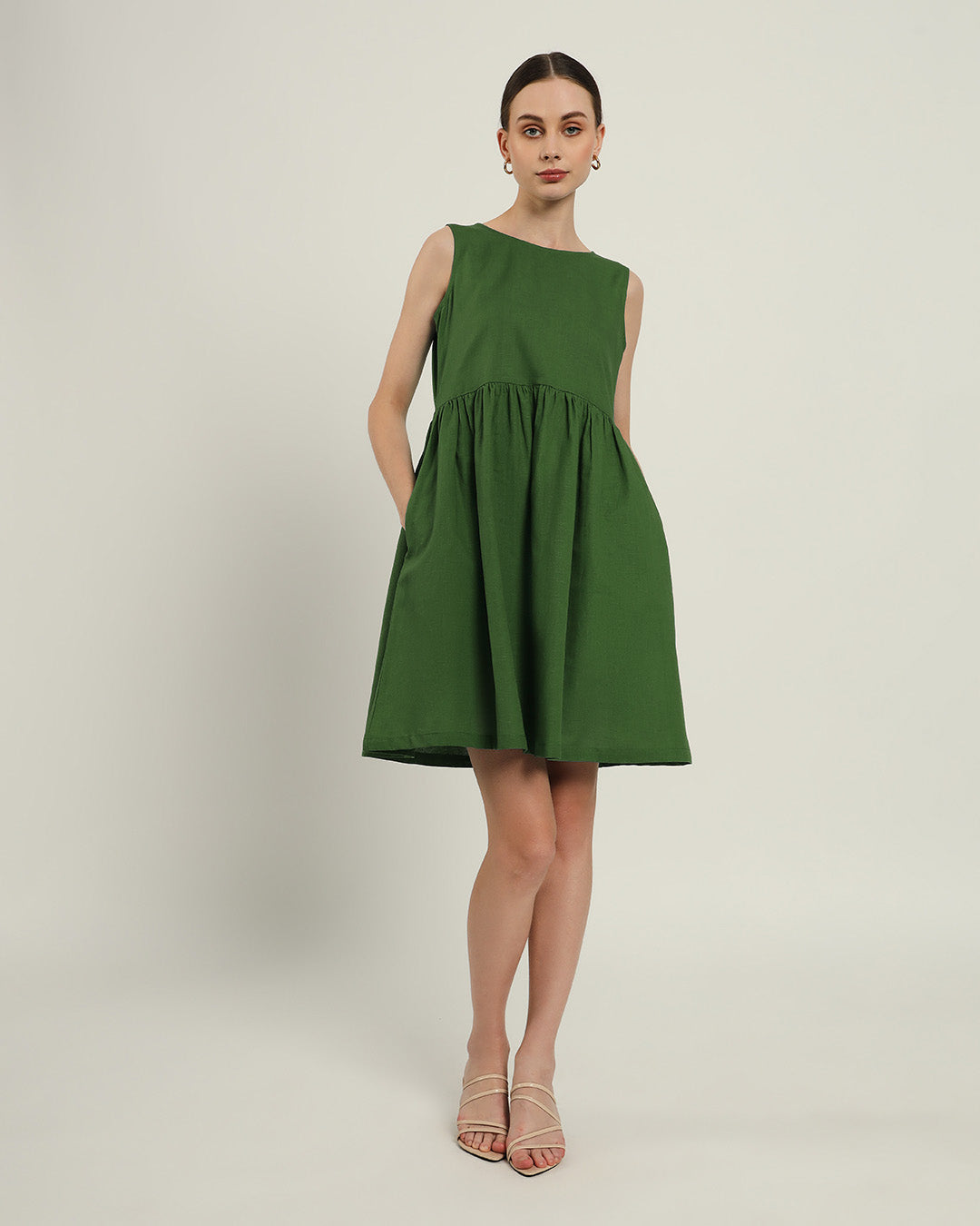 The Chania Emerald Cotton Dress