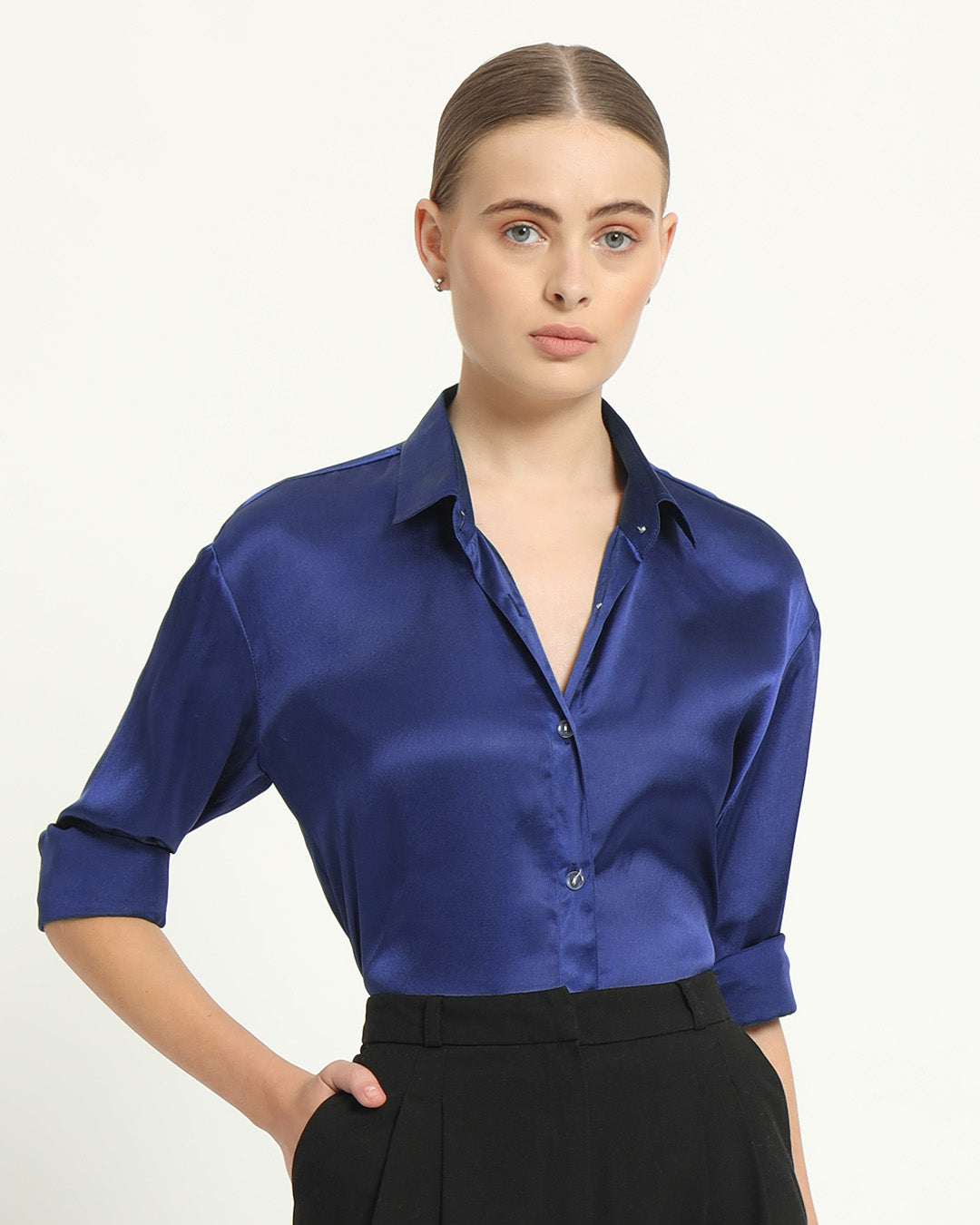 Satin Effect Classic Lapis Purple Shirt