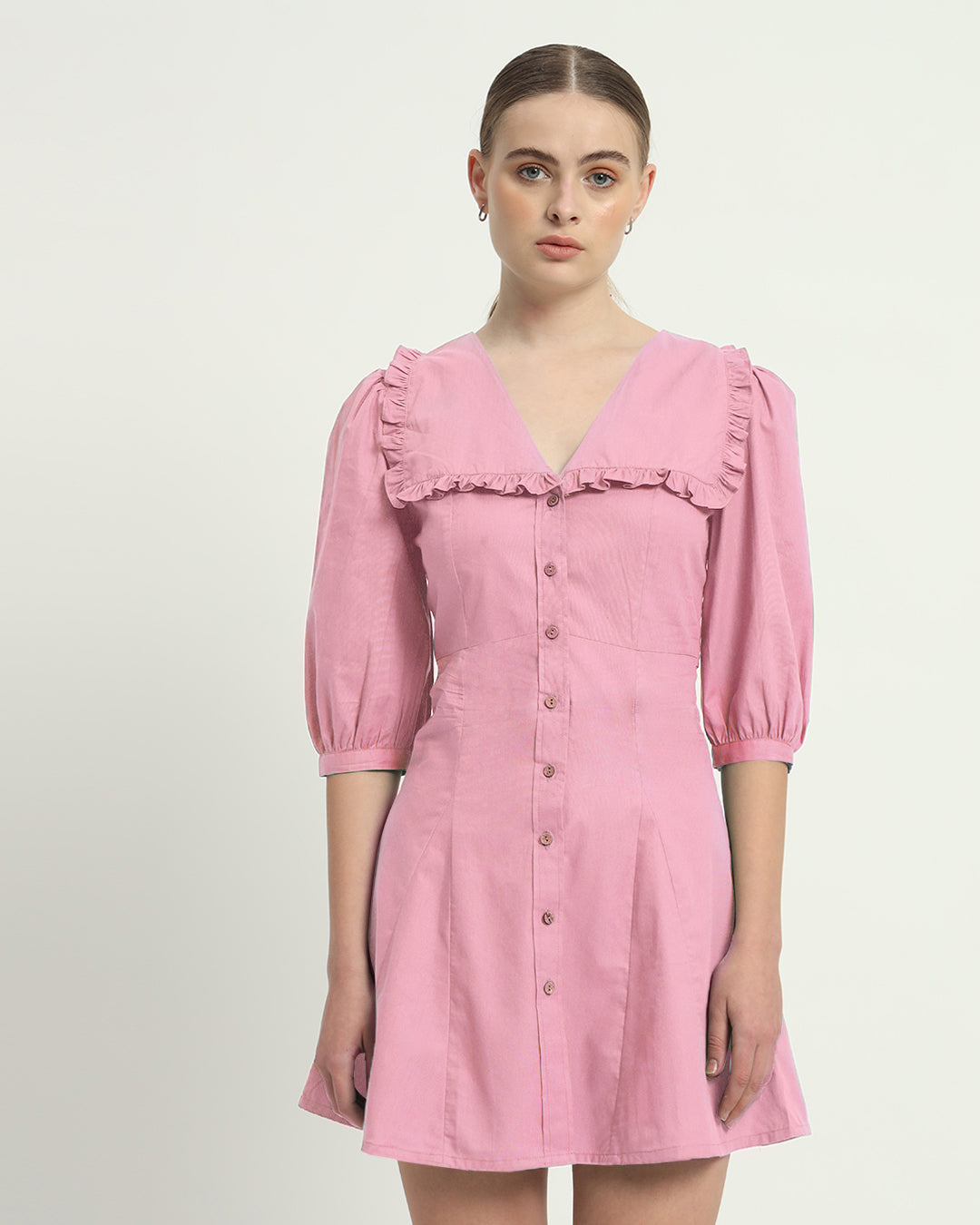 The Isabela Fondant Pink Cotton Dress