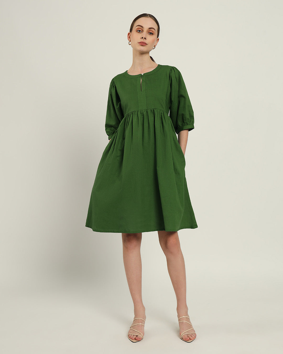 The Aira Emerald Cotton Dress
