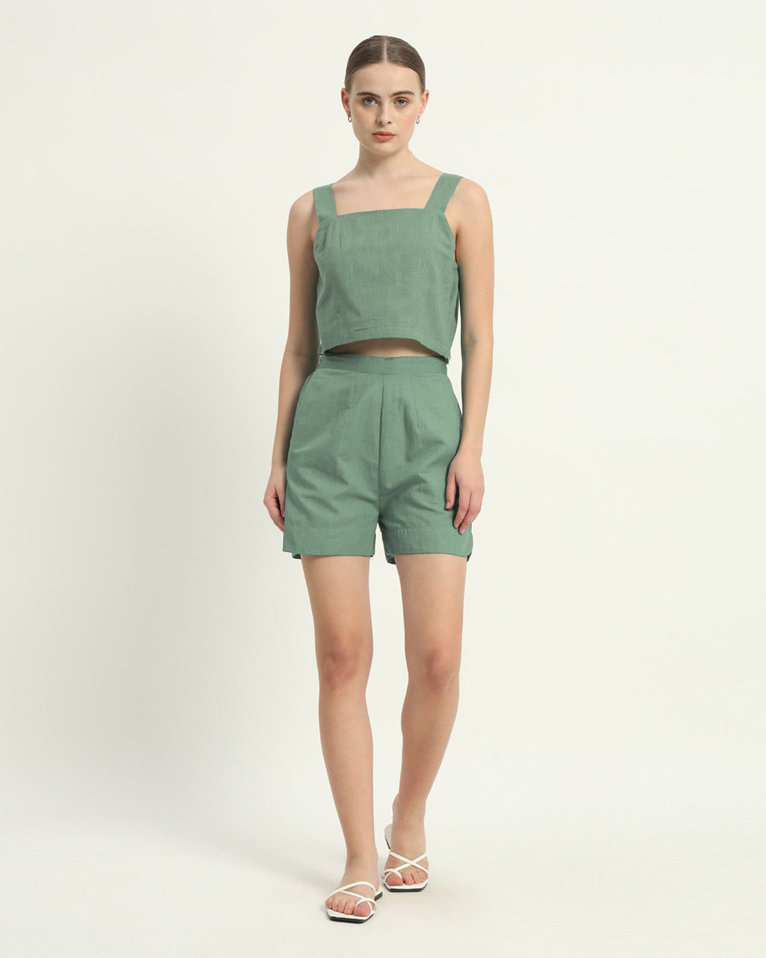 Shorts Matching Set Mint Sleek Square Crop