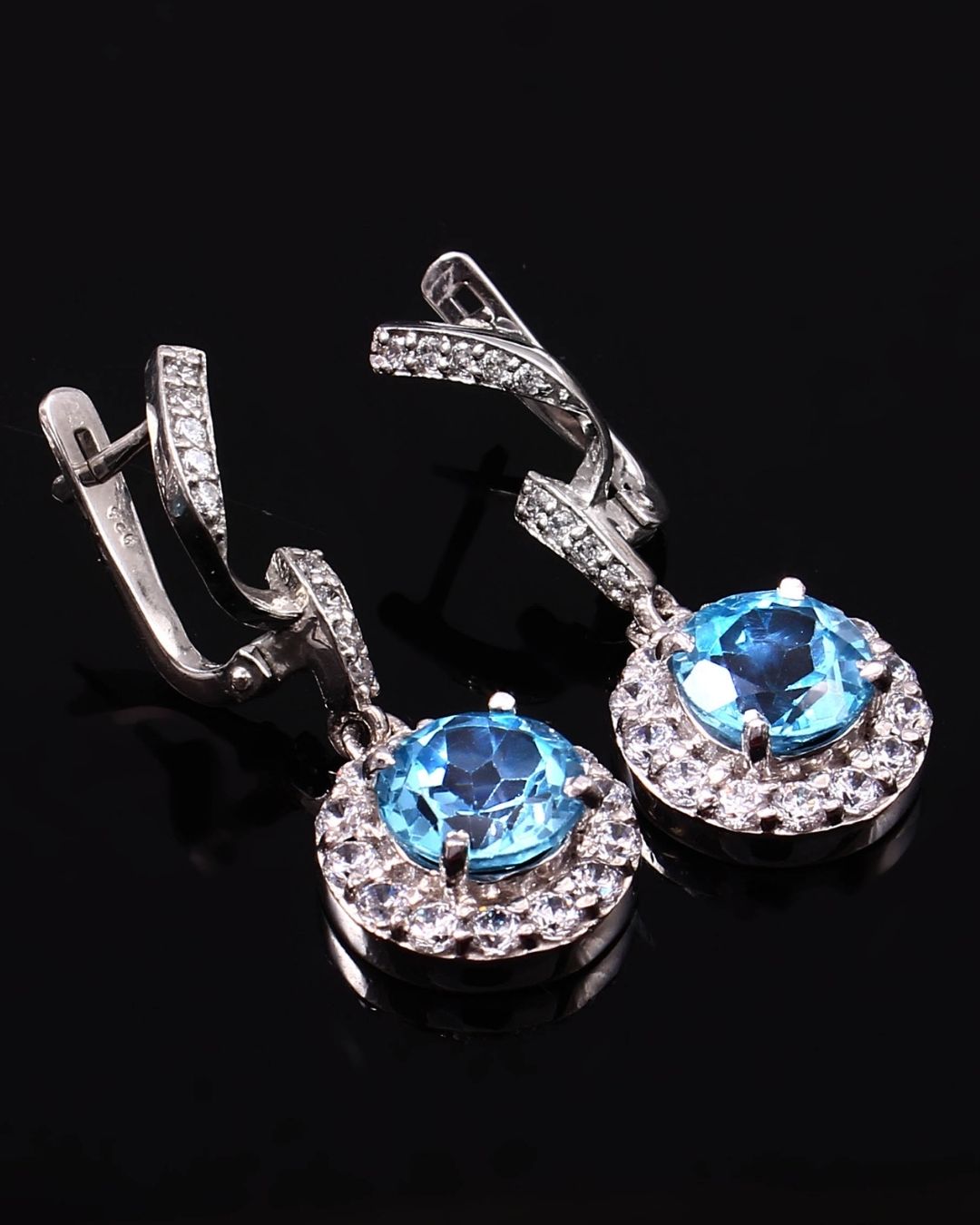 Swirl Blue Topaz Earrings