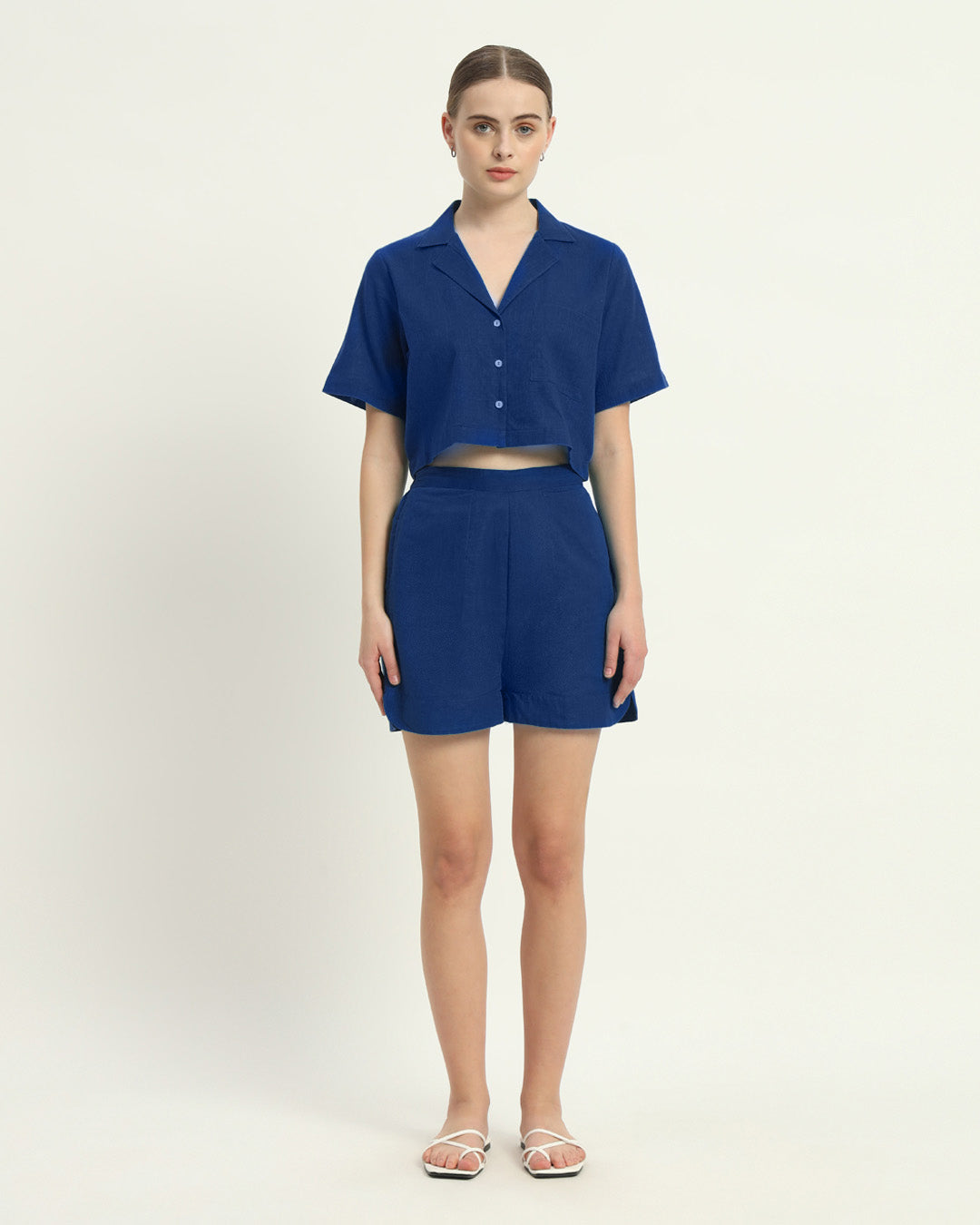 Crop Shirt Shorts Cobalt Co-ord Set