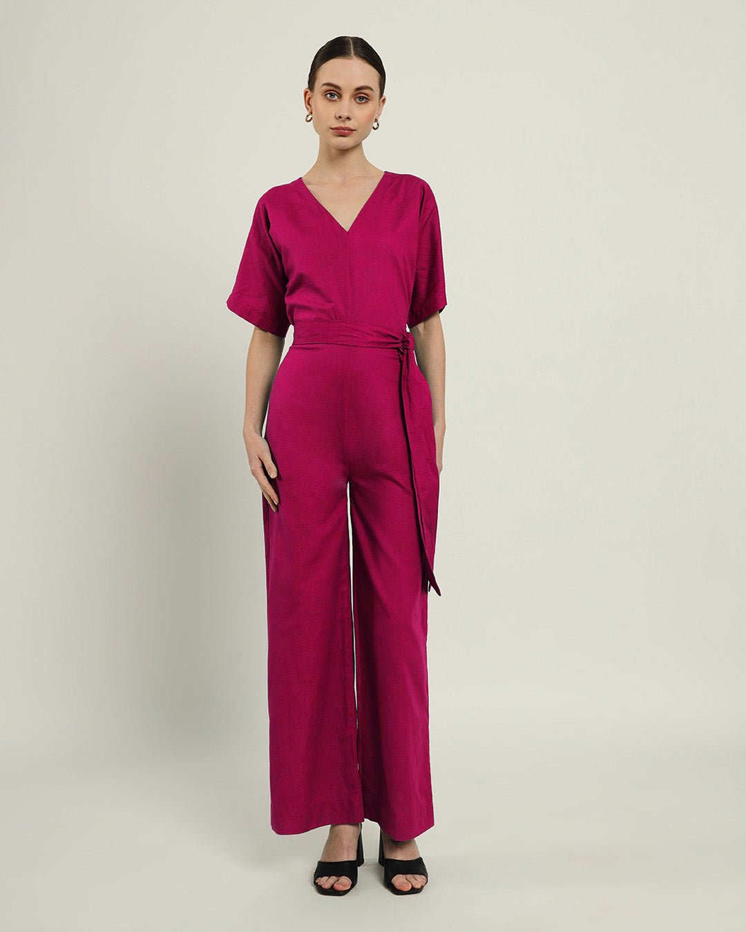 Sunny Things V Neck Berry Jumpsuit