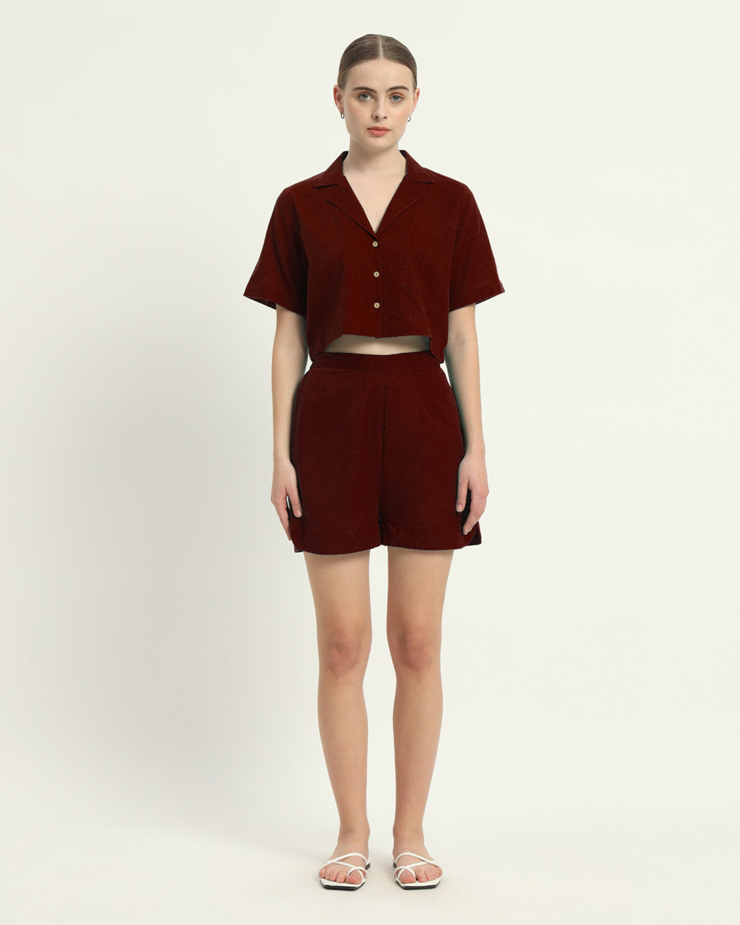 Crop Shirt Shorts Rouge Co-ord Set