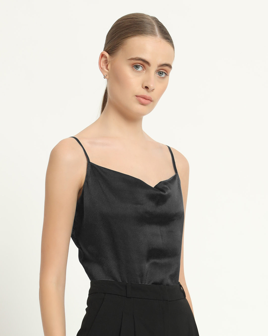 Satin Cowled Black Camisole