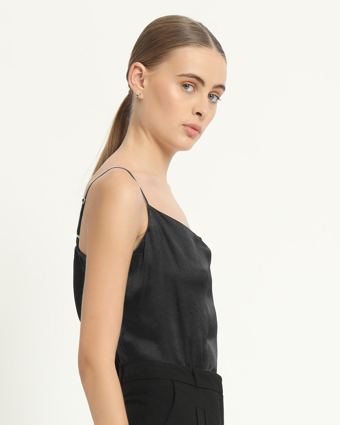 Satin Cowled Black Camisole