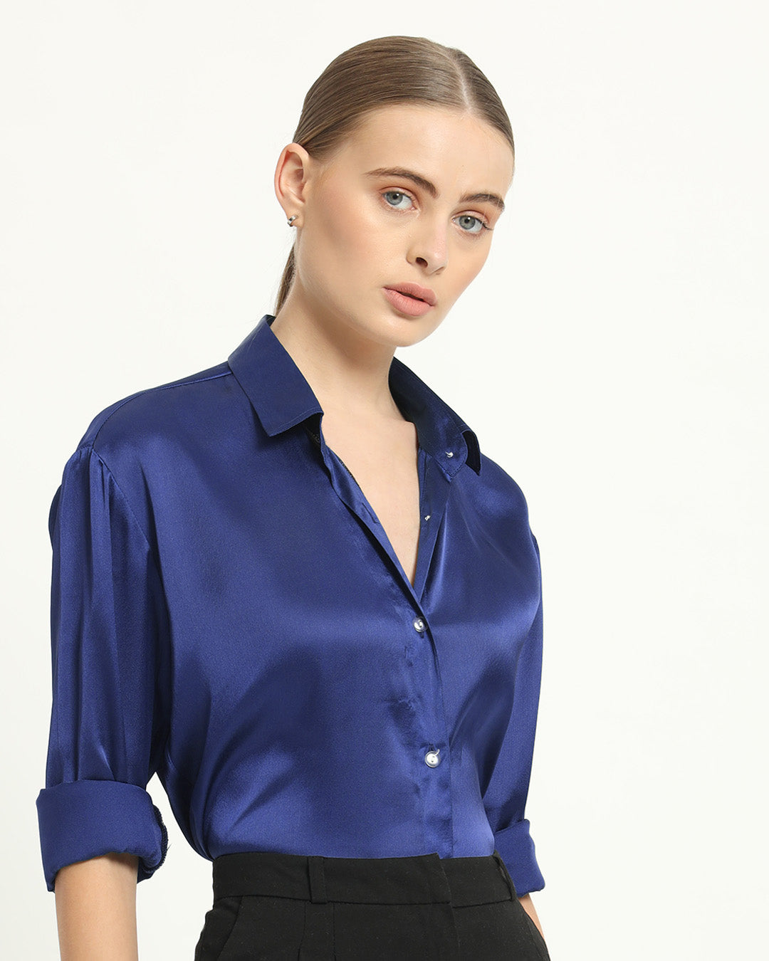 Satin Effect Classic Lapis Purple Shirt