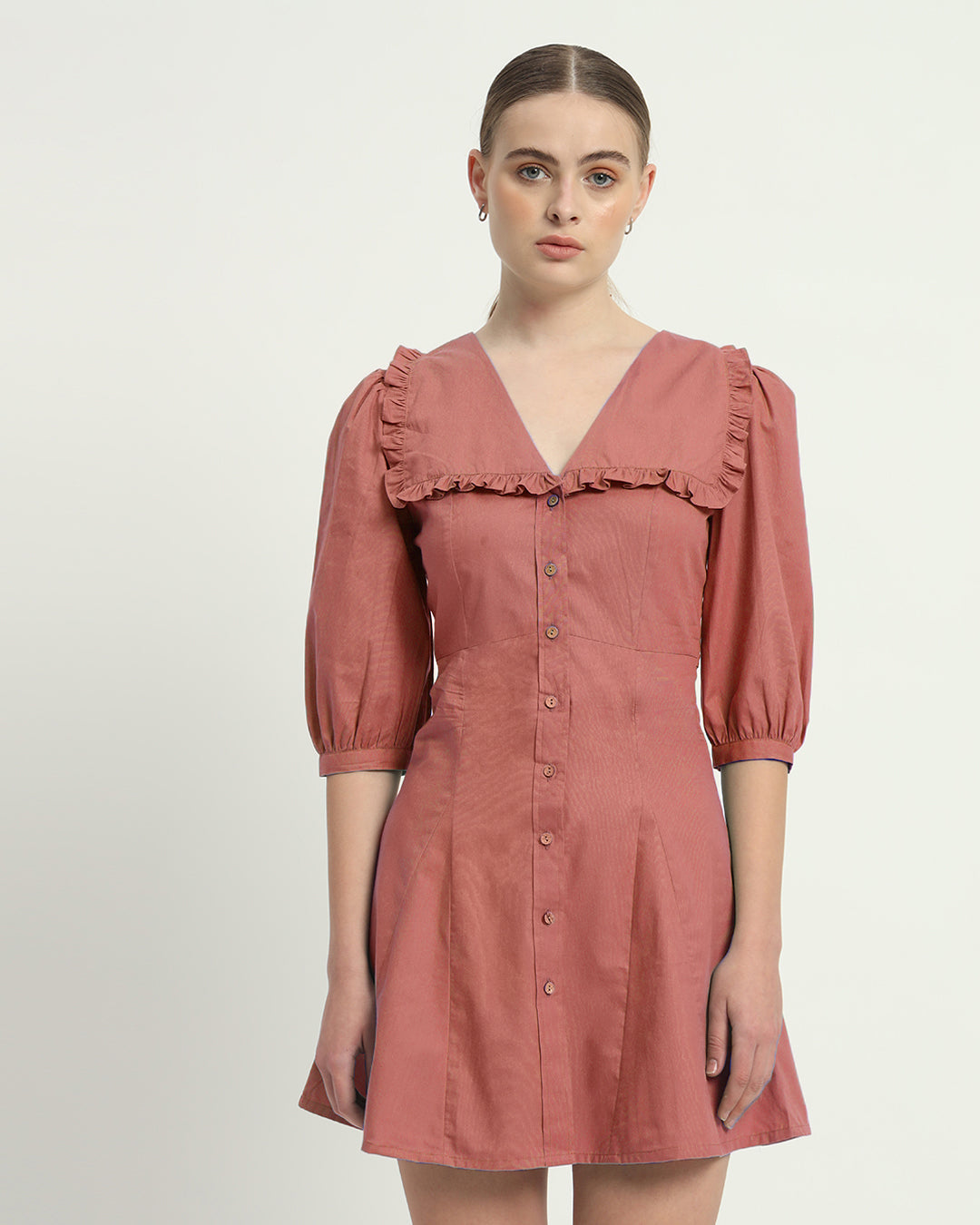 The Isabela  Ivory Pink  Cotton Dress