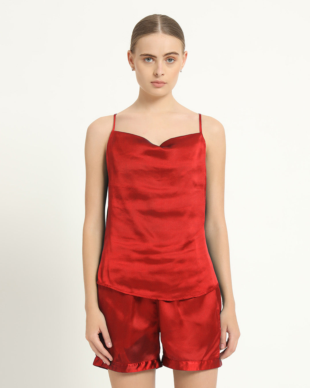 Satin Cowled - Shorts Scarlet Red PJ Set