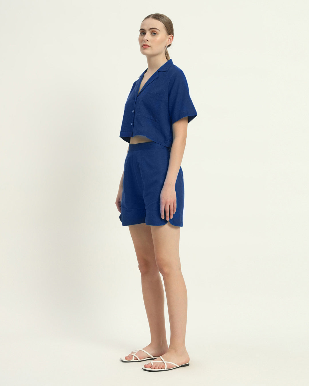 Crop Shirt Shorts Cobalt Co-ord Set