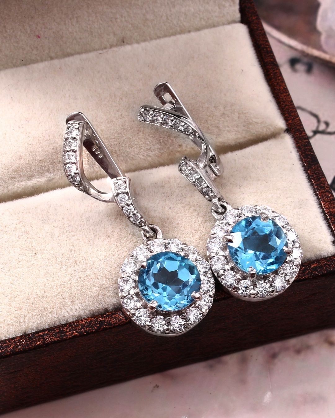 Swirl Blue Topaz Earrings