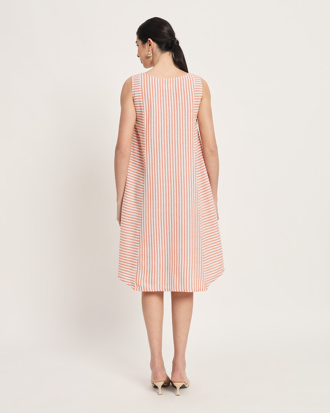 Rustic Charm Stripes A-Line Tie-Belt Dress