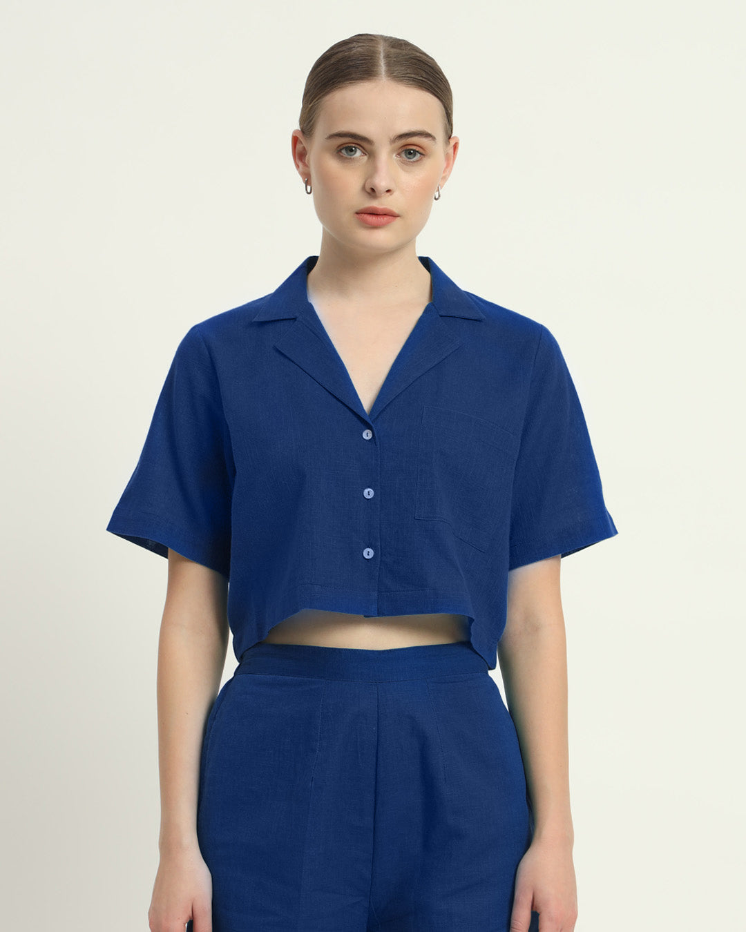 Crop Shirt Shorts Cobalt Co-ord Set