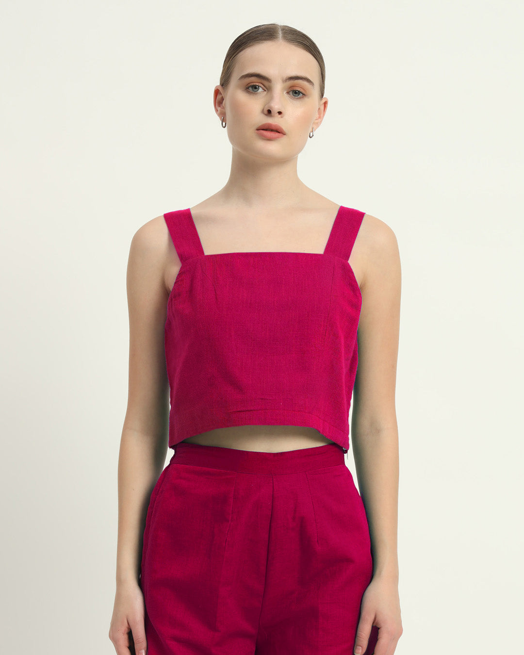 Sleek Sqaure Crop Shorts Berry Co-ord Set