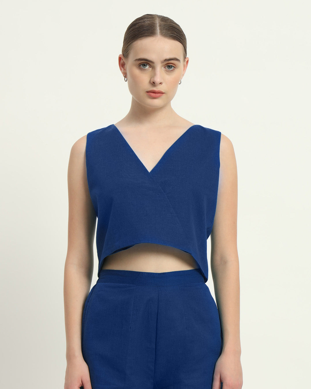 V Neck Overlap Cobalt Co-ord Set