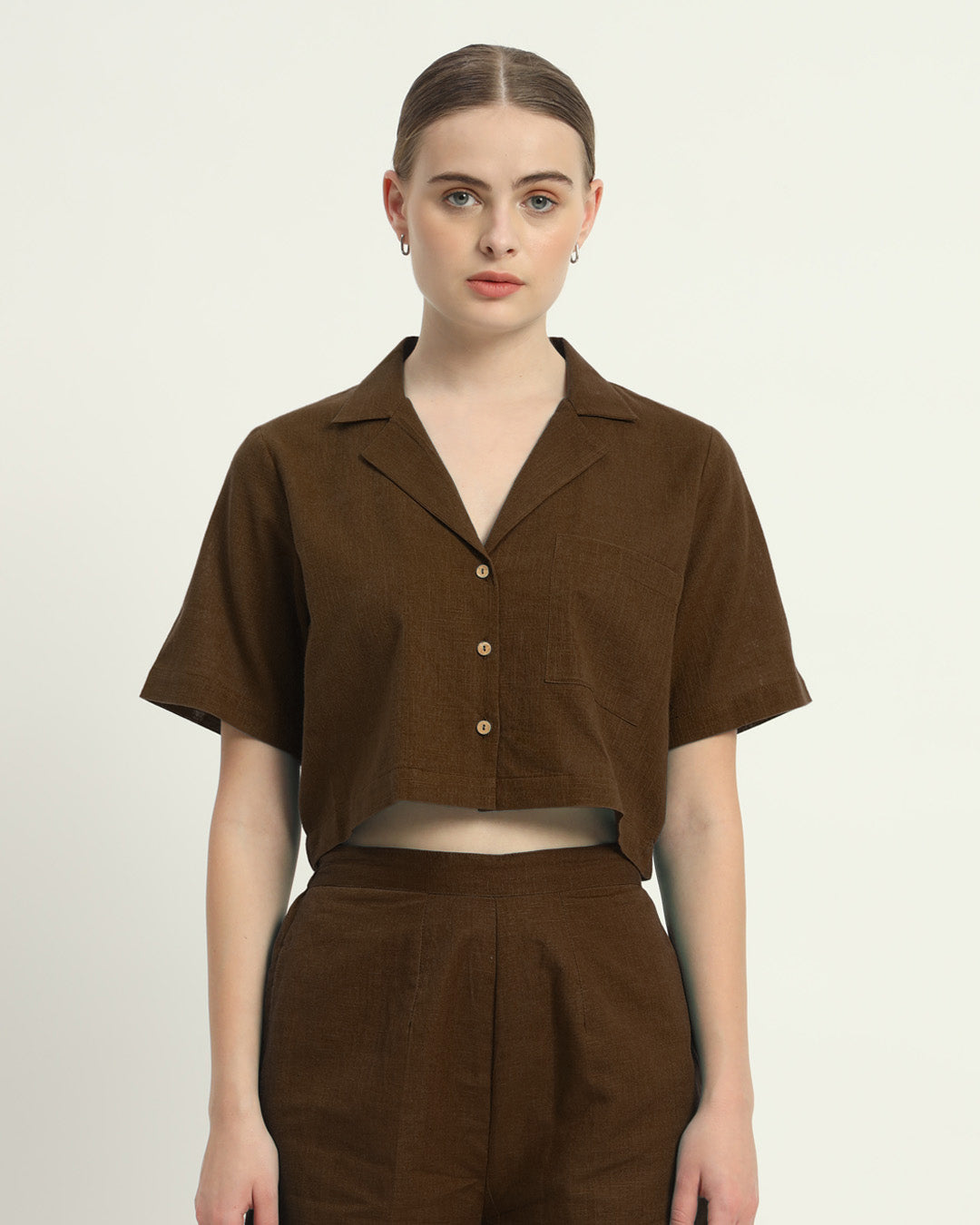 Shorts Matching Set Nutshell Crop Shirt