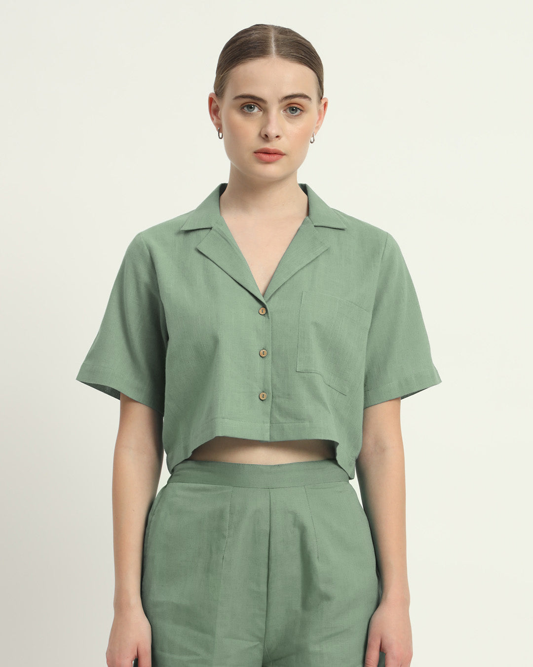 Shorts Matching Set Mint Crop Shirt