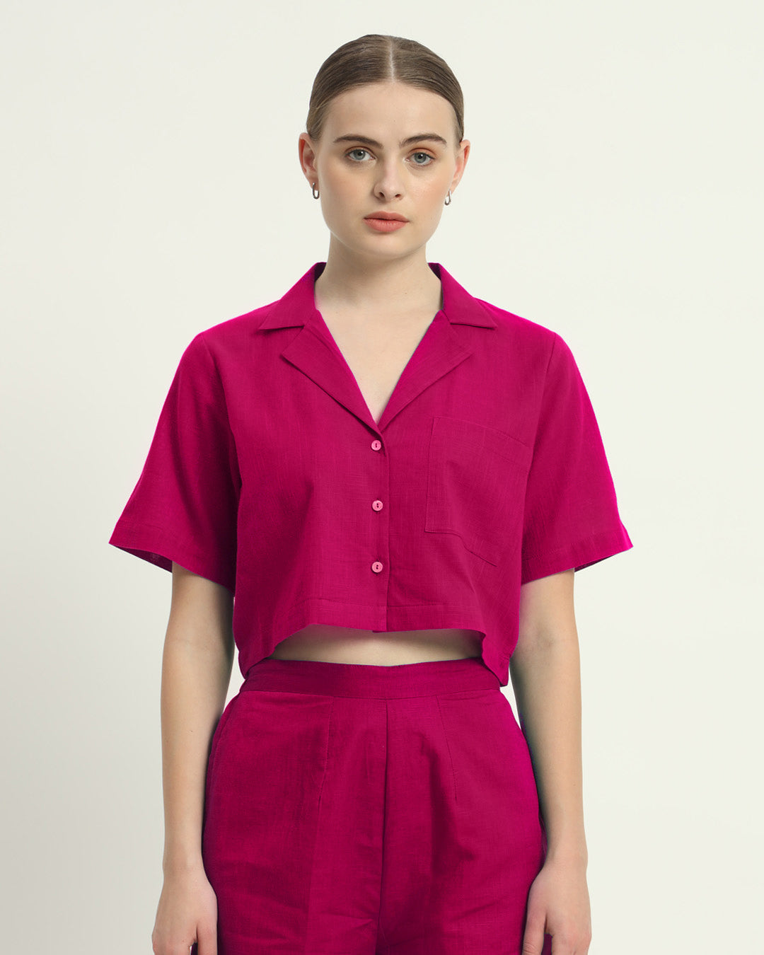 Crop Shirt Shorts Berry Co-ord Set