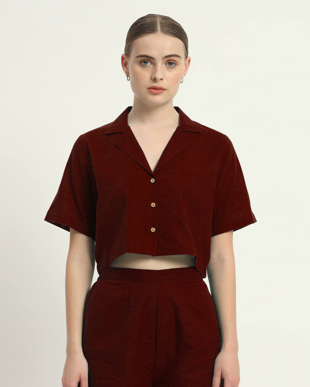 Crop Shirt Shorts Rouge Co-ord Set