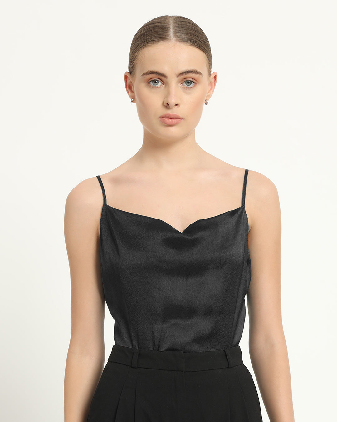 Satin Cowled Black Camisole